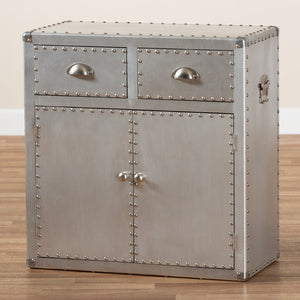 Baxton Studio Baxton Studio Vintage Industrial Silver Metal Storage Cabinet with 2 Doors and Drawers for Home Decor JY17B162-Silver-Cabinet
