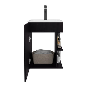 English Elm Natural Oak Compact Vanity Cabinet With 2 Adjustable Shelves – Ideal For Small Spaces & Storage B062S01378