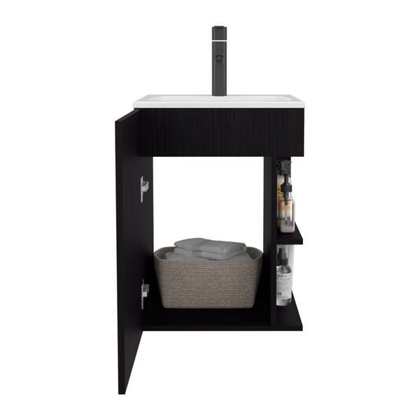 English Elm Natural Oak Compact Vanity Cabinet With 2 Adjustable Shelves – Ideal For Small Spaces & Storage B062S01378