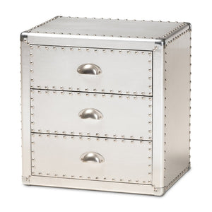 Baxton Studio Baxton Studio Armel Silver Metal 3-Drawer End Table: Industrial Chic Storage for Modern Spaces JY17B163-Silver-ET