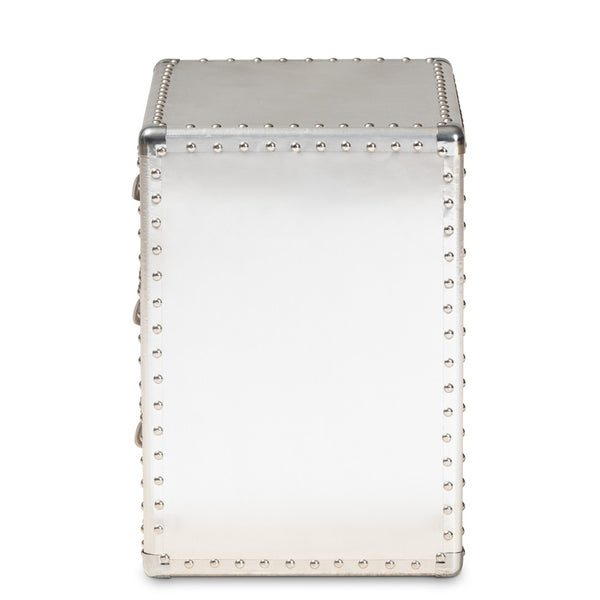 Baxton Studio Baxton Studio Armel Silver Metal 3-Drawer End Table: Industrial Chic Storage for Modern Spaces JY17B163-Silver-ET