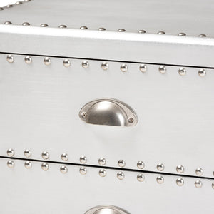 Baxton Studio Baxton Studio Armel Silver Metal 3-Drawer End Table: Industrial Chic Storage for Modern Spaces JY17B163-Silver-ET