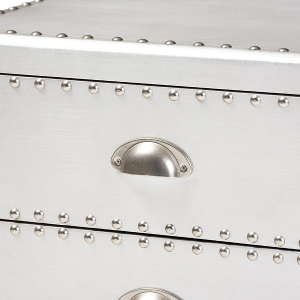 Baxton Studio Baxton Studio Armel Silver Metal 3-Drawer End Table: Industrial Chic Storage for Modern Spaces JY17B163-Silver-ET