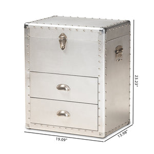 Baxton Studio Baxton Studio Serge Vintage Industrial Accent Cabinet with Silver Finish for Stylish Storage Solutions 2-Drawer JY17B165-Silver-Cabinet