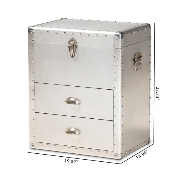 Baxton Studio Baxton Studio Serge Vintage Industrial Accent Cabinet with Silver Finish for Stylish Storage Solutions 2-Drawer JY17B165-Silver-Cabinet