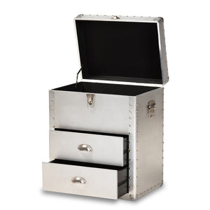 Baxton Studio Baxton Studio Serge Vintage Industrial Accent Cabinet with Silver Finish for Stylish Storage Solutions 2-Drawer JY17B165-Silver-Cabinet