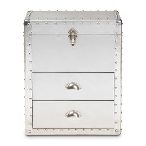 Baxton Studio Baxton Studio Serge Vintage Industrial Accent Cabinet with Silver Finish for Stylish Storage Solutions 2-Drawer JY17B165-Silver-Cabinet