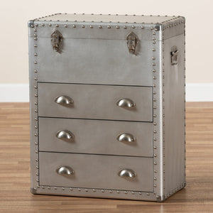 Baxton Studio Baxton Studio Serge Industrial Silver Metal 3-Drawer Storage Cabinet with Vintage Charm & Lift-Top JY17B168-Silver-Cabinet