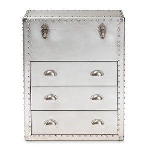 Baxton Studio Baxton Studio Serge Industrial Silver Metal 3-Drawer Storage Cabinet with Vintage Charm & Lift-Top JY17B168-Silver-Cabinet