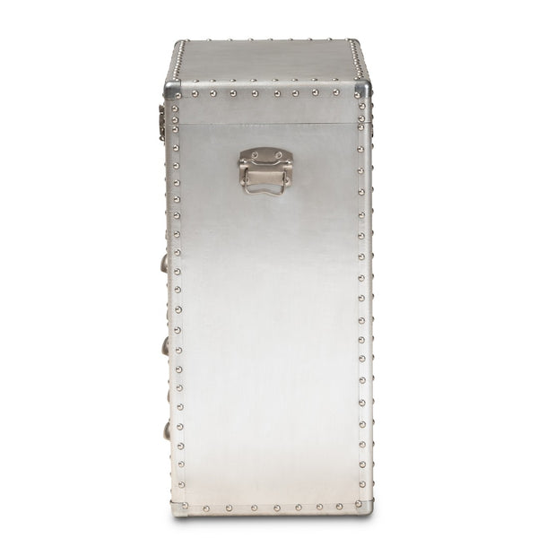 Baxton Studio Baxton Studio Serge Industrial Silver Metal 3-Drawer Storage Cabinet with Vintage Charm & Lift-Top JY17B168-Silver-Cabinet