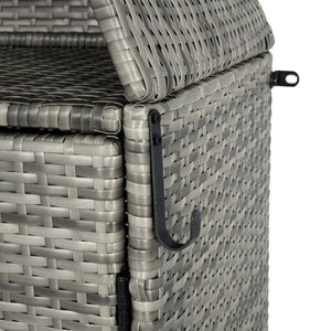 English Elm K&k Tall Arched Pe Rattan Outdoor Storage Cabinet with Adjustable Shelves and Steel Frame Grey N707P420158G