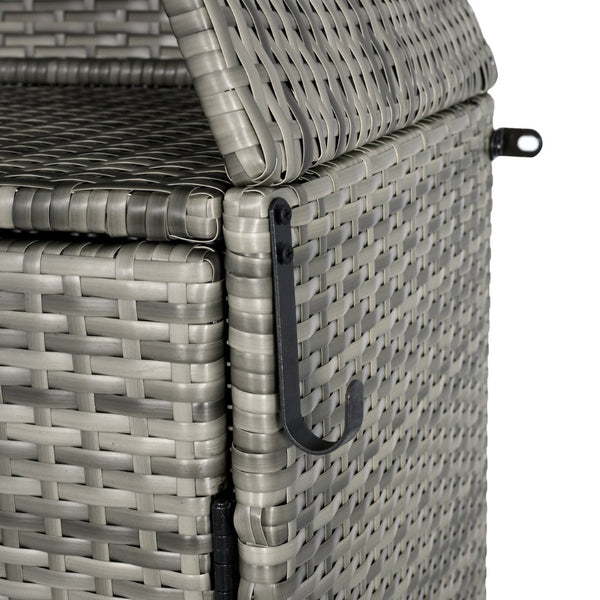 English Elm K&k Tall Arched Pe Rattan Outdoor Storage Cabinet with Adjustable Shelves and Steel Frame Grey N707P420158G