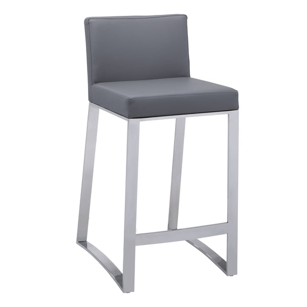 Sunpan Architect Contemporary Barstool with Polished Stainless Steel Base for Urban Dining Spaces Grey