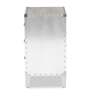 Baxton Studio Baxton Studio Claude End Table - Stylish Silver Metal Accent with 3 Drawers for Vintage Charm LD18B056-Silver-ET