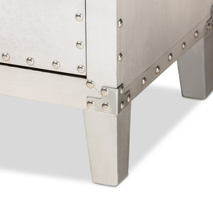 Baxton Studio Baxton Studio Claude End Table - Stylish Silver Metal Accent with 3 Drawers for Vintage Charm LD18B056-Silver-ET