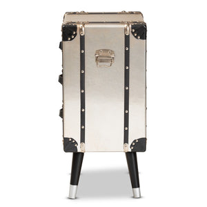 Baxton Studio Baxton Vintage Industrial 3-Drawer End Table – Antique Silver Metal Trunk Design for Unique Storage JY19A109-Silver-ET