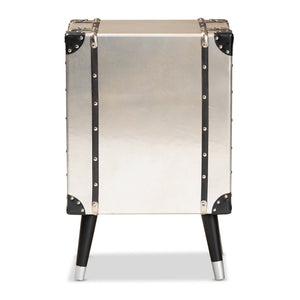 Baxton Studio Baxton Vintage Industrial 3-Drawer End Table – Antique Silver Metal Trunk Design for Unique Storage JY19A109-Silver-ET