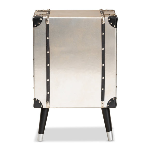 Baxton Studio Baxton Vintage Industrial 3-Drawer End Table – Antique Silver Metal Trunk Design for Unique Storage JY19A109-Silver-ET