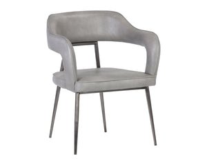 Sunpan Kenny Modern Dining Armchair with Unique Cutout Design and Sleek Gunmetal Stainless Steel Frame Bravo Metal