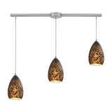 Geval 5'' Wide 3-Light Linear Pendant - Satin Nickel with Burnt Caramel Glass 10253/3L-BC Elk Lighting