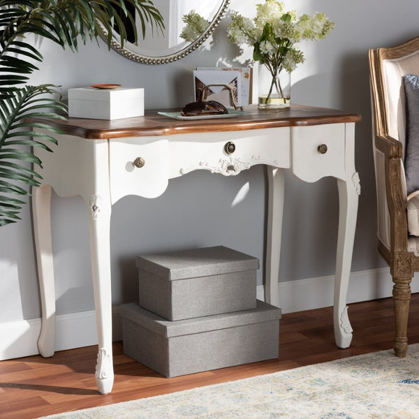 Baxton Studio Baxton Studio Sophie French Country 3-Drawer Console Table with Elegant Design for Entryways & Living Rooms 132050-White-Console