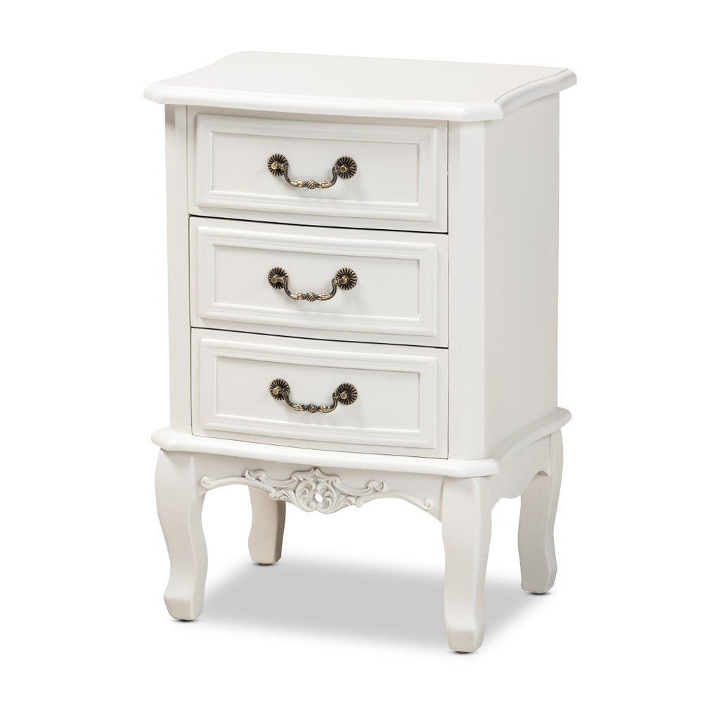 Baxton Studio Baxton Studio Gabrielle Elegant French Country End Table with Classic White Finish and Storage Drawers 3-Drawer ETASW-04-White-ET