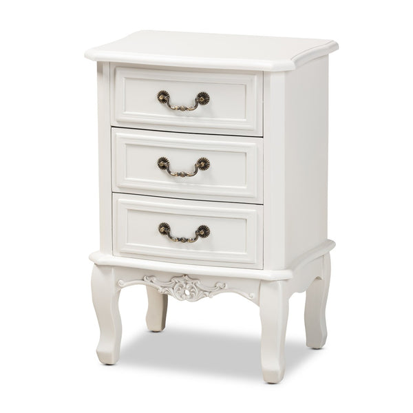 Baxton Studio Baxton Studio Gabrielle Elegant French Country End Table with Classic White Finish and Storage Drawers 3-Drawer ETASW-04-White-ET
