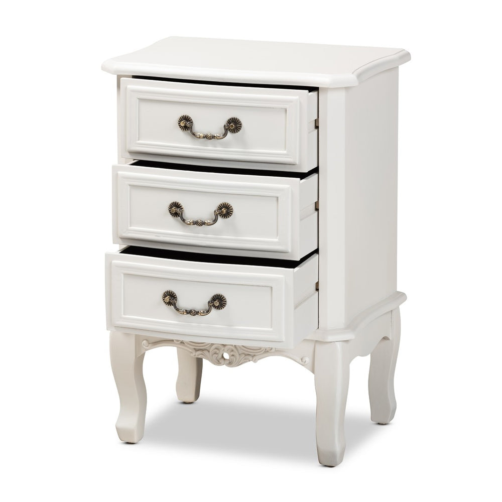 Baxton Studio Baxton Studio Gabrielle Elegant French Country End Table with Classic White Finish and Storage Drawers 3-Drawer ETASW-04-White-ET