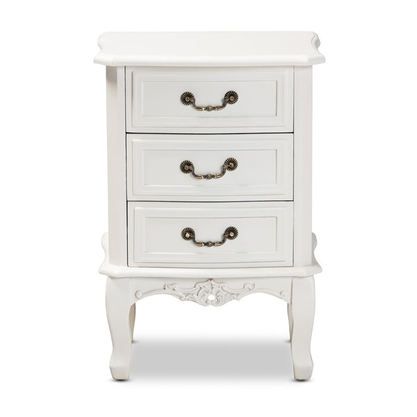 Baxton Studio Baxton Studio Gabrielle Elegant French Country End Table with Classic White Finish and Storage Drawers 3-Drawer ETASW-04-White-ET