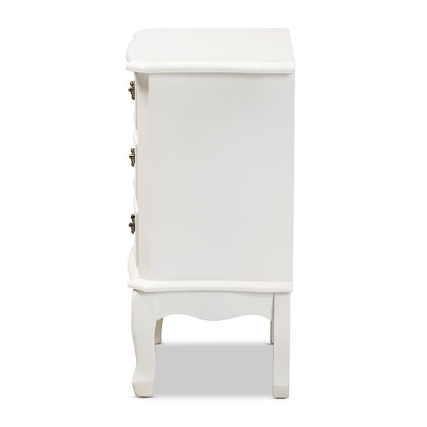 Baxton Studio Baxton Studio Gabrielle Elegant French Country End Table with Classic White Finish and Storage Drawers 3-Drawer ETASW-04-White-ET