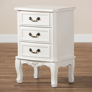 Baxton Studio Baxton Studio Gabrielle Elegant French Country End Table with Classic White Finish and Storage Drawers 3-Drawer ETASW-04-White-ET