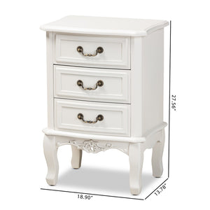 Baxton Studio Baxton Studio Gabrielle Elegant French Country End Table with Classic White Finish and Storage Drawers 3-Drawer ETASW-04-White-ET