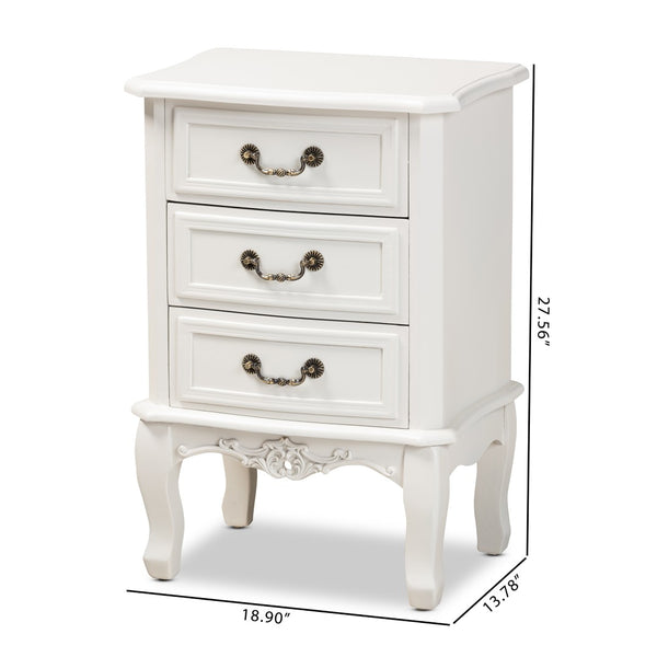 Baxton Studio Baxton Studio Gabrielle Elegant French Country End Table with Classic White Finish and Storage Drawers 3-Drawer ETASW-04-White-ET