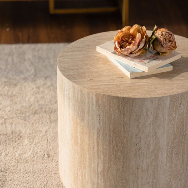 English Elm Nesting Coffee Tables Set of 2 Round Mdf Woodgrain Modern Accent for Living Room Amber W3081P360445