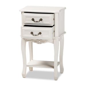 Baxton Studio Baxton Studio Gabrielle Elegant French Country End Table with Classic White Finish and Storage Drawers 2-Drawer ETASW-06-White-ET
