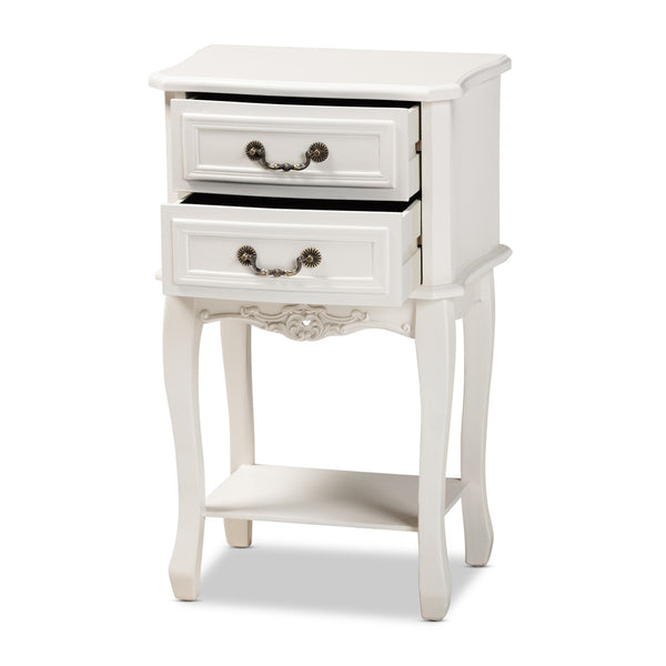 Baxton Studio Baxton Studio Gabrielle Elegant French Country End Table with Classic White Finish and Storage Drawers 2-Drawer ETASW-06-White-ET