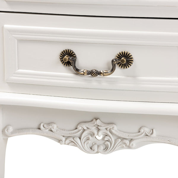 Baxton Studio Baxton Studio Gabrielle Elegant French Country End Table with Classic White Finish and Storage Drawers 2-Drawer ETASW-06-White-ET