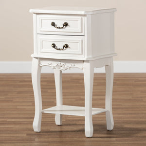 Baxton Studio Baxton Studio Gabrielle Elegant French Country End Table with Classic White Finish and Storage Drawers 2-Drawer ETASW-06-White-ET