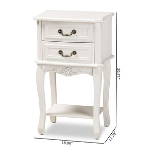 Baxton Studio Baxton Studio Gabrielle Elegant French Country End Table with Classic White Finish and Storage Drawers 2-Drawer ETASW-06-White-ET