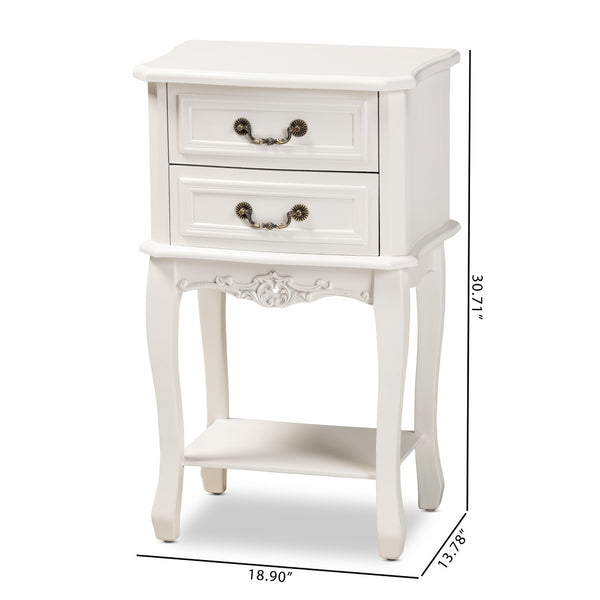 Baxton Studio Baxton Studio Gabrielle Elegant French Country End Table with Classic White Finish and Storage Drawers 2-Drawer ETASW-06-White-ET
