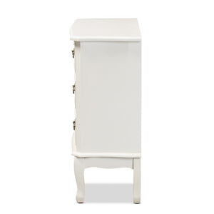Baxton Studio Baxton Studio Gabrielle Vintage French Country 3-Drawer White Storage Cabinet with Floral Details ETASW-08-White-3DW-Cabinet