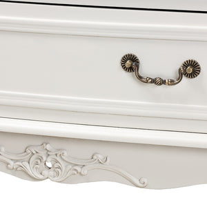 Baxton Studio Baxton Studio Gabrielle Vintage French Country 3-Drawer White Storage Cabinet with Floral Details ETASW-08-White-3DW-Cabinet