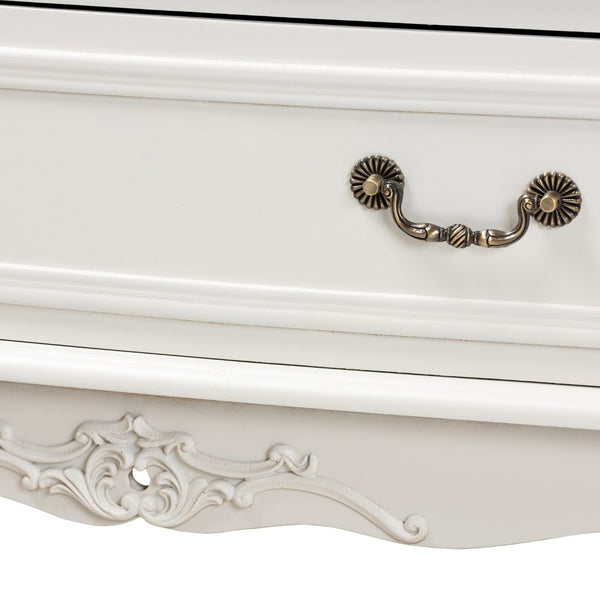 Baxton Studio Baxton Studio Gabrielle Vintage French Country 3-Drawer White Storage Cabinet with Floral Details ETASW-08-White-3DW-Cabinet