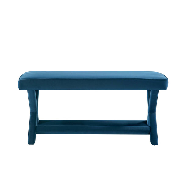English Elm Abigail Mid-Century Modern Velvet Upholstered Bench In Rich Blue - Stylish & Ready To Use! B365P398207