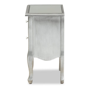 Baxton Studio Baxton Studio Leonie Glamorous Modern Transitional End Table with Mirrored Glass & Silver Finish JY18A035-Silver-ET