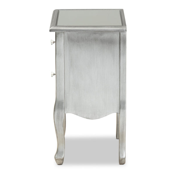 Baxton Studio Baxton Studio Leonie Glamorous Modern Transitional End Table with Mirrored Glass & Silver Finish JY18A035-Silver-ET