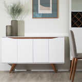 Manhattan Comfort Tudor Mid-Century Modern Sideboard White Matte and Maple Cream 1027751