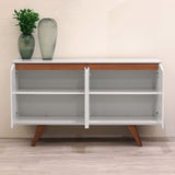 Manhattan Comfort Tudor Mid-Century Modern Sideboard White Matte and Maple Cream 1027751