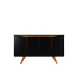 Manhattan Comfort Tudor Mid-Century Modern Sideboard Black and Maple Cream 1027752