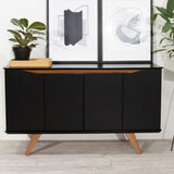 Manhattan Comfort Tudor Mid-Century Modern Sideboard Black and Maple Cream 1027752